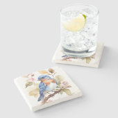 美しいブルーバードウォーター絵を描カラー ストーンコースター (横)