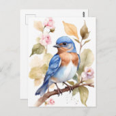 美しいブルーバードウォーター絵を描カラー ポストカード (正面/裏面)