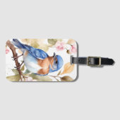 美しいブルーバードウォーター絵を描カラー ラゲッジタグ (正面横)