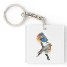 美しいブルーバードカップル水彩画