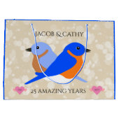 美しいブルーバード：任意の記念日 ラージペーパーバッグ (裏面)