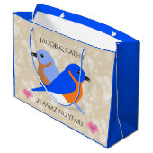 美しいブルーバード：任意の記念日 ラージペーパーバッグ (裏面アングル)