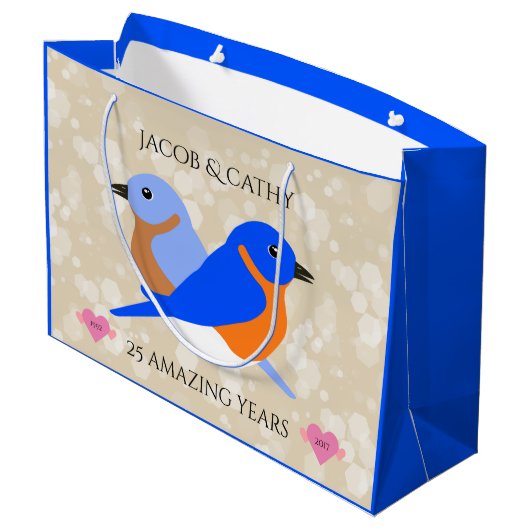 美しいブルーバード：任意の記念日 ラージペーパーバッグ (裏面アングル)