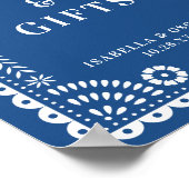 美しいブルーパペルピカドウェディングレセプションサイン ポスター (角)