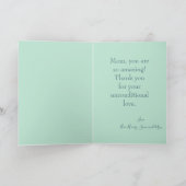 美しいブルーフローラハッピーマザーズデイ写真 カード (内部)