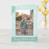 美しいブルーフローラハッピーマザーズデイ写真 カード (黄色い花)