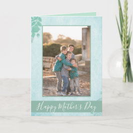 美しいブルーフローラハッピーマザーズデイ写真 カード