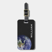 美しいブループラネットアースブラック宇宙と星 ラゲッジタグ (正面縦)