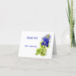 美しいブルーボンネットの花束、モダンなウェディング サンキューカード