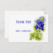 美しいブルーボンネットモダン結婚フローラだ サンキューカード (正面/裏面)