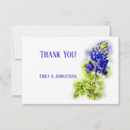 美しいブルーボンネットモダン結婚フローラだ サンキューカード