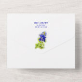 美しいブルーボンネットモダン結婚フローラ オールインワン招待状 (裏面)