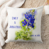美しいブルーボンネットモダン結婚フローラ クッション (ブランケット)