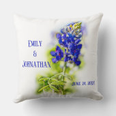 美しいブルーボンネットモダン結婚フローラ クッション (裏面)
