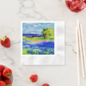 美しいブルーボンネット 縁ありカクテルナプキン (インサイチュ)