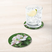 美しいブルーミングアップルツリー春コースター ラウンドペーパーコースター (インサイチュ)