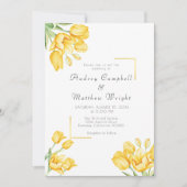 美しいブルーミングイエローチューリップ結婚式招待状 招待状 (正面)