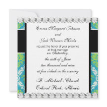 美しいブルーライムグリーンとクリーム華美ダマスク