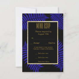 美しいブルーリーフブラッケンウェディングメニューRSVP 出欠カード