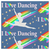 美しいブルーレインボーI愛する踊り生地 ファブリック (クローズアップ)