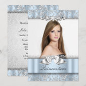 美しいブルーレースの写真キンセアニエラ招待状 招待状 (正面/裏面)