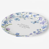美しいブルーワイルドフラワーリースベビーシャワー ペーパープレート (アングル)