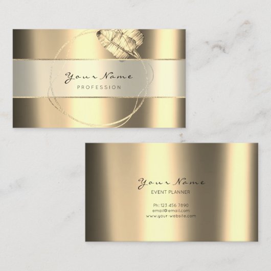 美しいブログストライプ金ゴールドセピアフォキエフローラ 名刺 (正面/裏面)