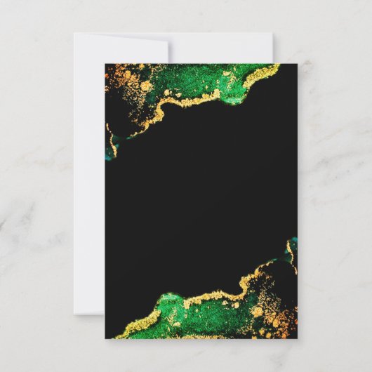 美しいブロンズグリーン金ゴールド結婚ゲート 出欠カード (裏面)