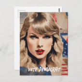 美しいブロンドの女性の投票の民主党のコラージュ ポストカード (正面/裏面)