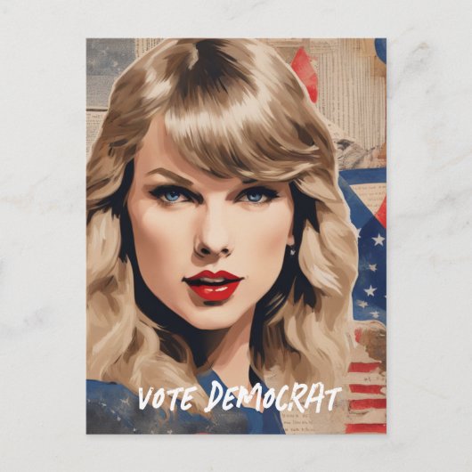 美しいブロンドの女性の投票の民主党のコラージュ ポストカード (正面)