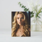 美しいブロンドの女性はがき ポストカード (スタンド正面)