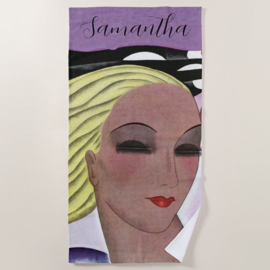 美しいブロンドの女性（パーソナライズ） ビーチタオル (正面)