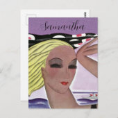 美しいブロンドの女性（パーソナライズ） ポストカード (正面/裏面)