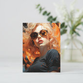 美しいブロンドの女性 ポストカード (スタンド正面)