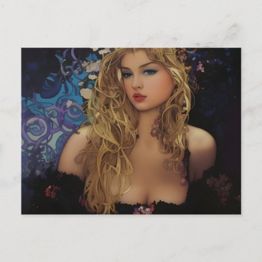 美しいブロンドの女性 ポストカード (正面)