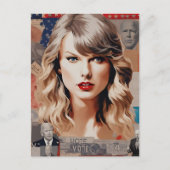 美しいブロンド女性の投票コラージュ ポストカード (正面)
