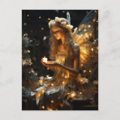 美しいブロンド妖精のウィングス白熱［赤熱］光を放つホタル ポストカード (正面)