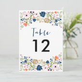美しいブーケ 結婚式 テーブル番号 招待状 ネイビー (スタンド正面)