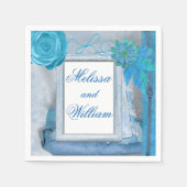 美しいブ素朴ルー結婚ズ スタンダードカクテルナプキン (正面)