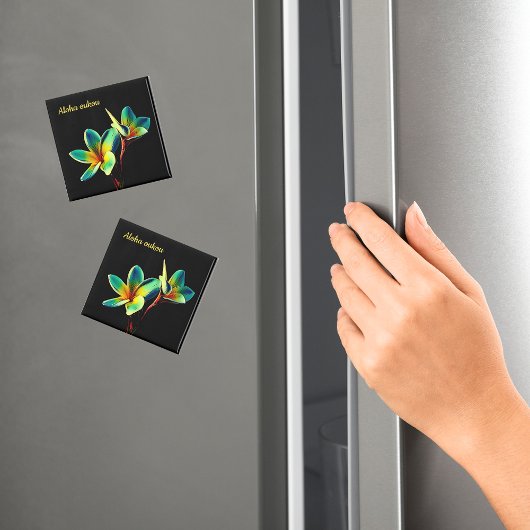 美しいプルメリアの水彩画をモチーフにしたマグネット マグネット