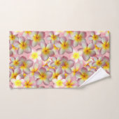 美しいプルメリアの花がピンクのバスタオオルセット バスタオルセット (ハンドタオル)