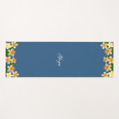 美しいプルメリアの花をアワード・ブルー ヨガマット (正面(横))