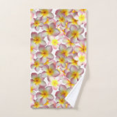 美しいプルメリアの花を白に バスタオルセット (ハンドタオル)