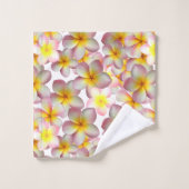 美しいプルメリアの花を白に バスタオルセット (ウォッシュタオル)