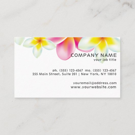 美しいプルメリア花トロピカルアクセント 名刺 (裏面)