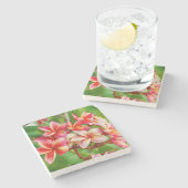 美しいプルメリア花 ストーンコースター (横)