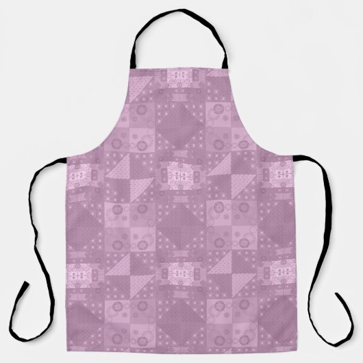 美しいプレーン伝統的薄紫パッチワーク エプロン (正面)