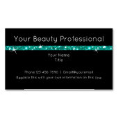 美しいプロフェッショナルデザイン及びターコイズグリッター マグネット名刺 (正面)