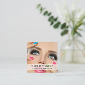 美しいプロフェッショナルヘアメイクQRコードフォト スクエア名刺 (スタンド正面)