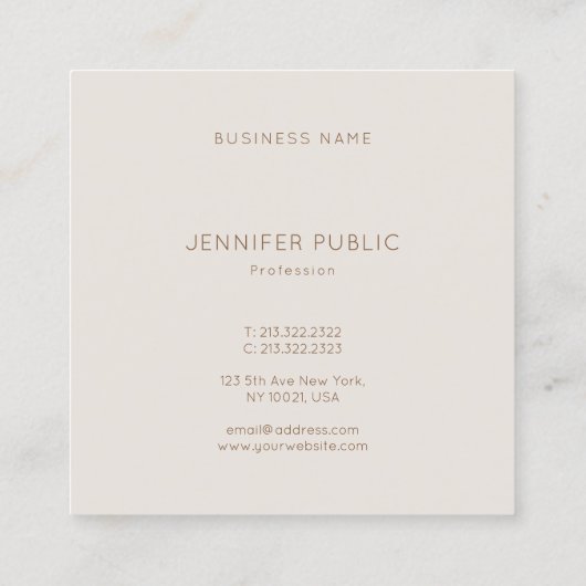 美しいプロフェッショナルモダンデザインプレインラグジュアリー スクエア名刺 (裏面)